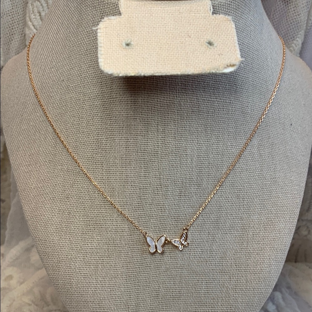 Butterfly Necklace Gold & Pink- Handmade NWT - Picture 7 of 9